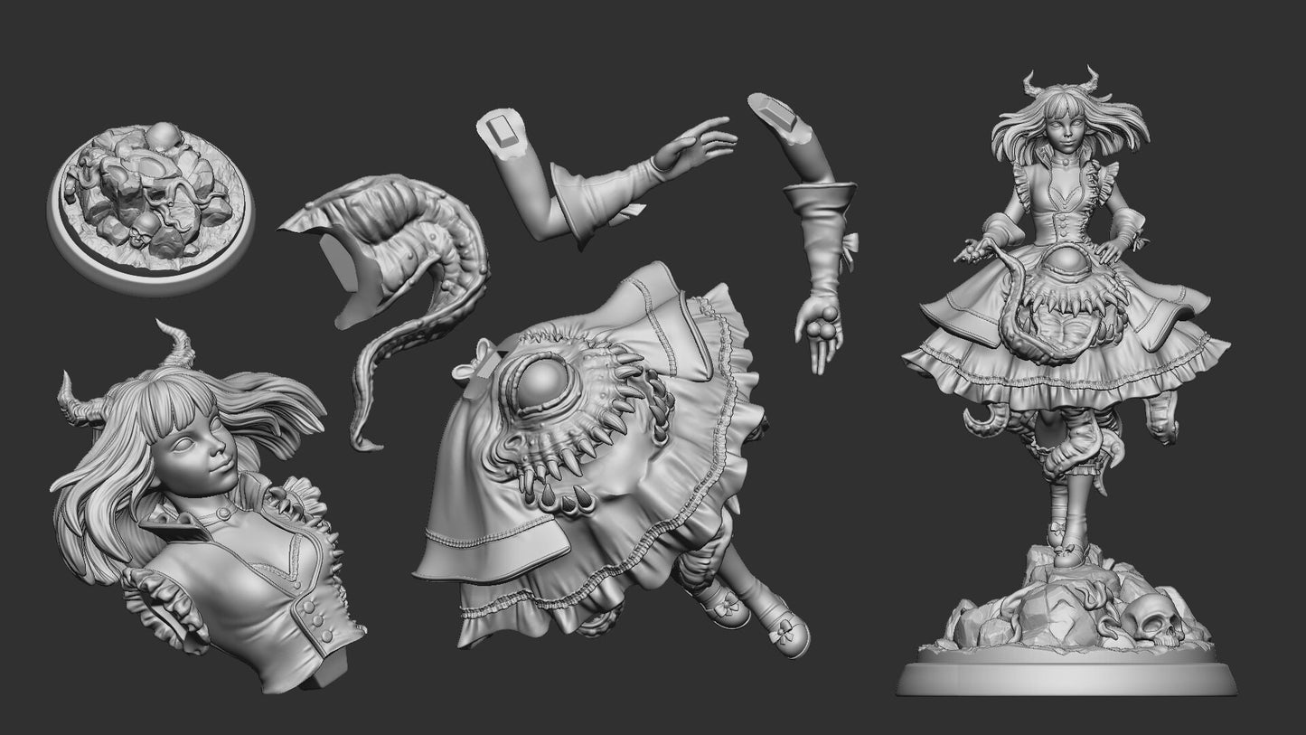 Mary The Mimic Girl | Many Eyed Madness | Multiple Scales | Resin 3D Printed Miniature | White Werewolf Tavern