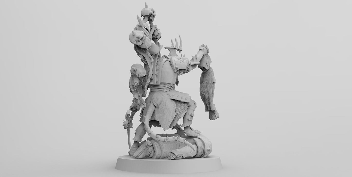 Warlord Squeek Skulltaker | Ratmen Resin 3D Printed Miniature | Warhammer Proxy | RPG | D&D | DnD| EmanG |