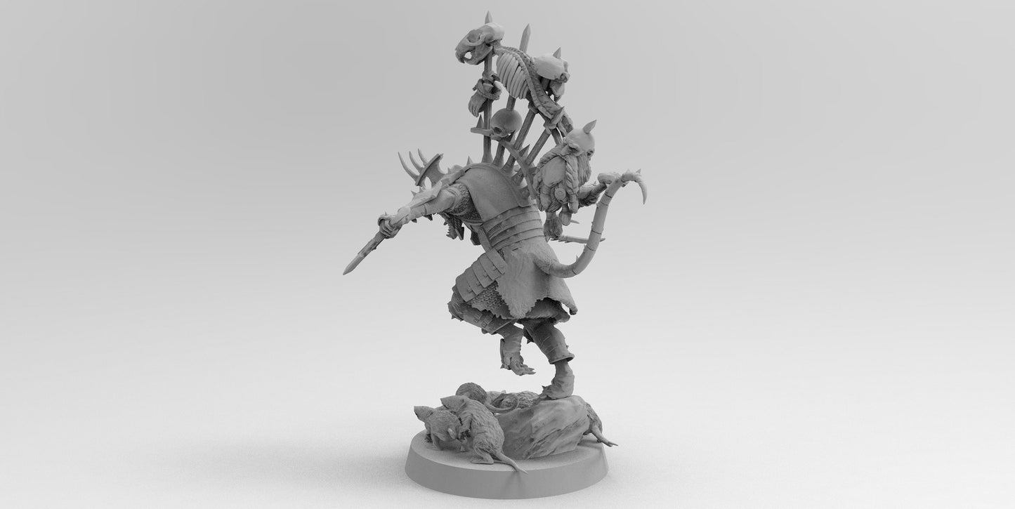 Warlord Squeek Skulltaker | Ratmen Resin 3D Printed Miniature | Warhammer Proxy | RPG | D&D | DnD| EmanG |