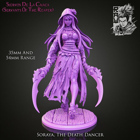 Soraya, the Death Dancer | Servants of the Reaper | 32-120mm Scale | Resin 3D Printed Miniature | Ronin Arts Workshop | Guild Wars