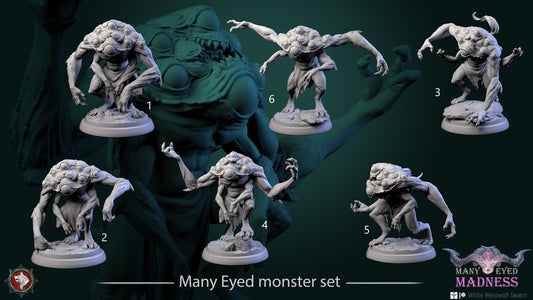 Many Eyed Monster Set | Many Eyed Madness | Resin 3D Printed Miniature | White Werewolf Tavern | RPG | D&D | DnD