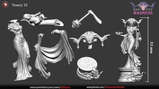 Tenery The Night Captor | Many Eyed Madness | Multiple Scales | Resin 3D Printed Miniature | White Werewolf Tavern