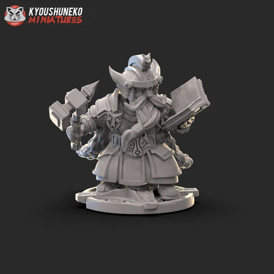 Dwarf King on Shield | Resin 3D Printed Miniatures | Kyoushuneko | Table Top Gaming | RPG | D&D