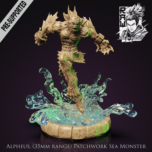 Alpheus | Patchwork Sea Monster | Resin 3D Printed Miniature | Ronin Arts Workshop | RPG | D&D | DnD