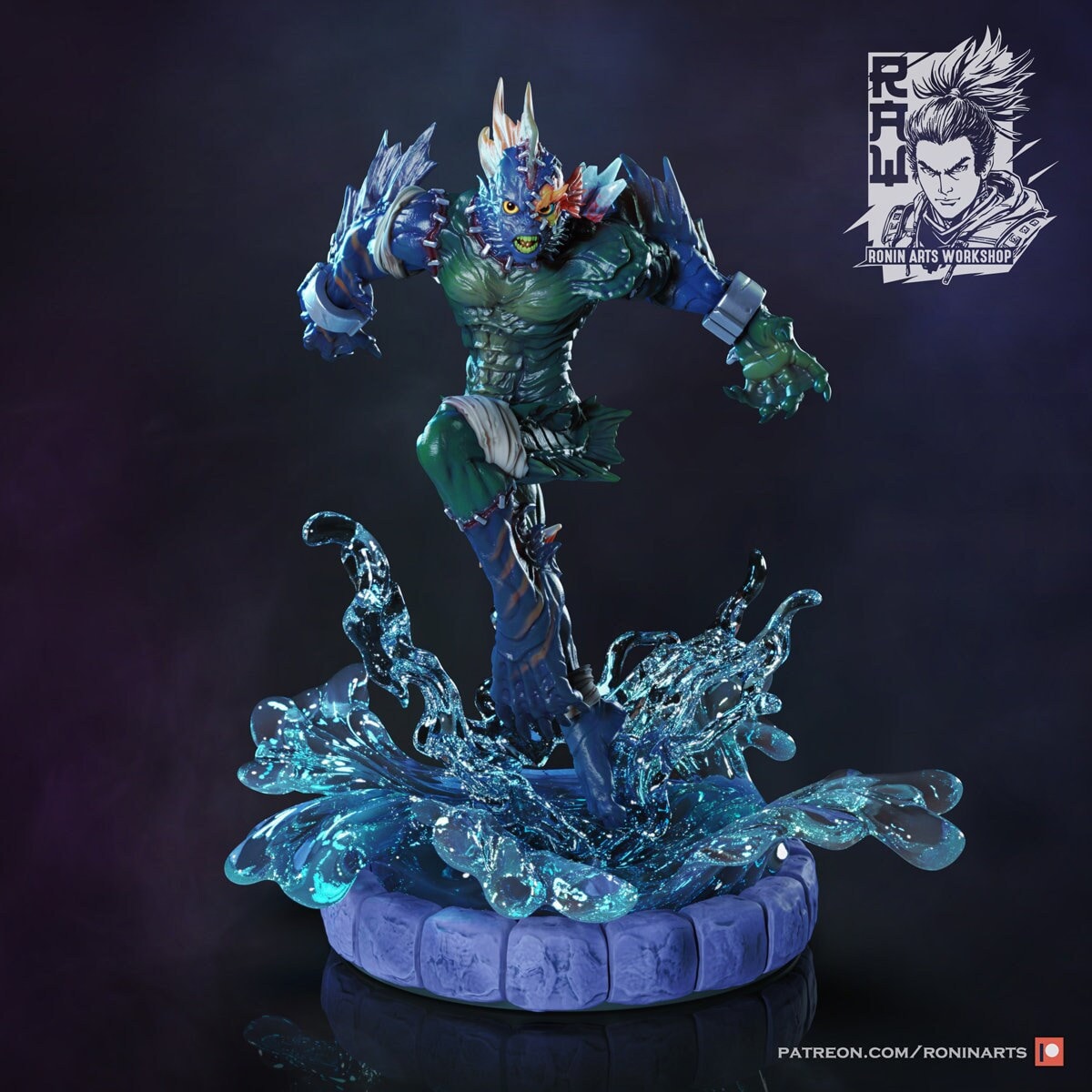 Alpheus | Patchwork Sea Monster | Resin 3D Printed Miniature | Ronin Arts Workshop | RPG | D&D | DnD