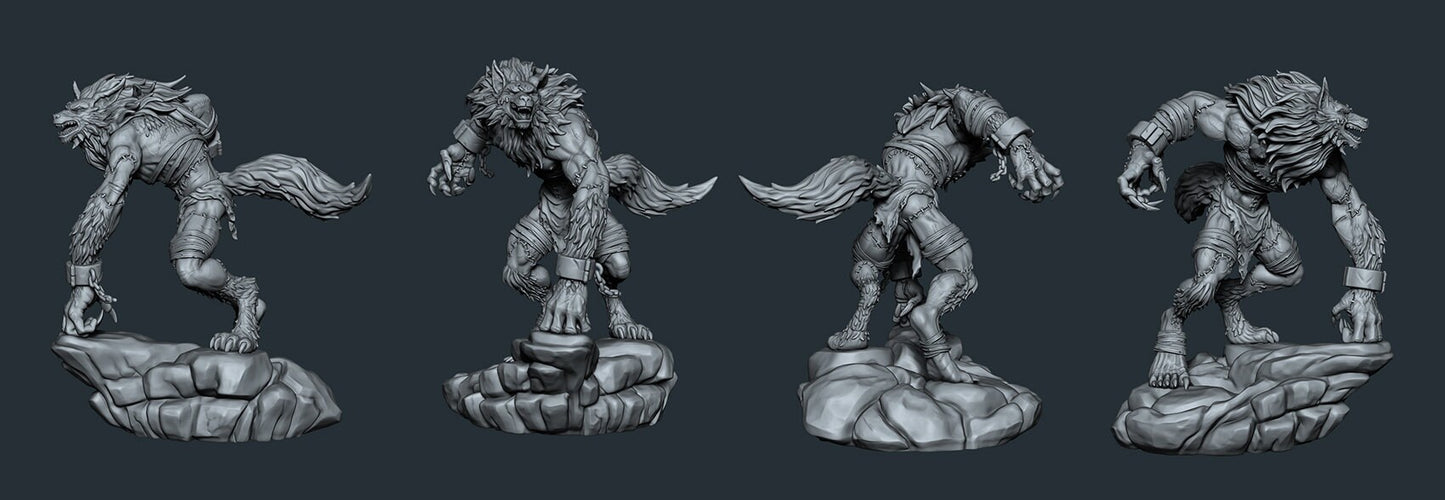 Vulko | Patchwork Werewolf | 35mm Scale | Resin 3D Printed Miniature | Ronin Arts Workshop | Guild Wars