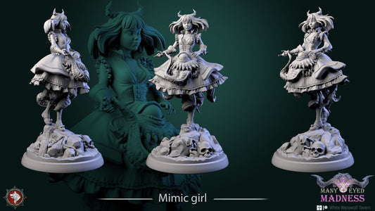 Mary The Mimic Girl | Many Eyed Madness | Multiple Scales | Resin 3D Printed Miniature | White Werewolf Tavern