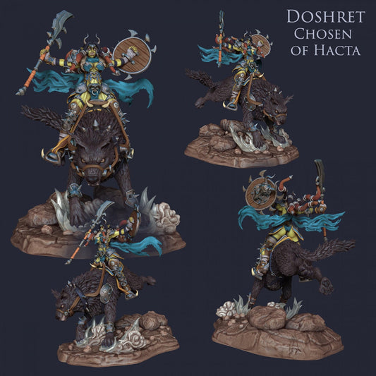 Orc War Rider Matriarch | Claws of Hacta | 35mm Scale | Resin 3D Printed Miniature | Ronin Arts Workshop | Guild Wars