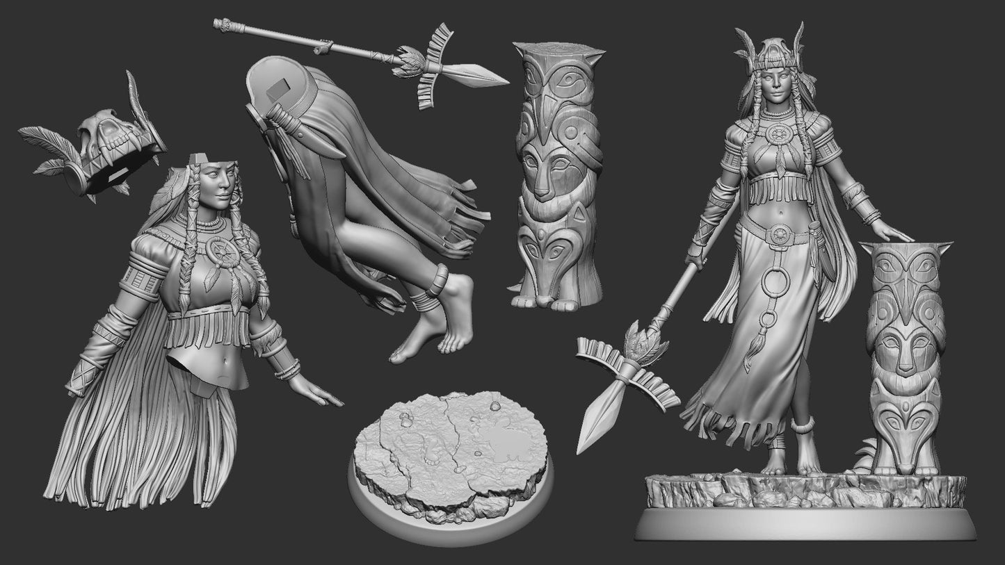 Native American Chief's Daughter | Prairie Legends | Multiple Scales | Resin 3D Printed Miniature | White Werewolf Tavern | RPG | D&D | DnD