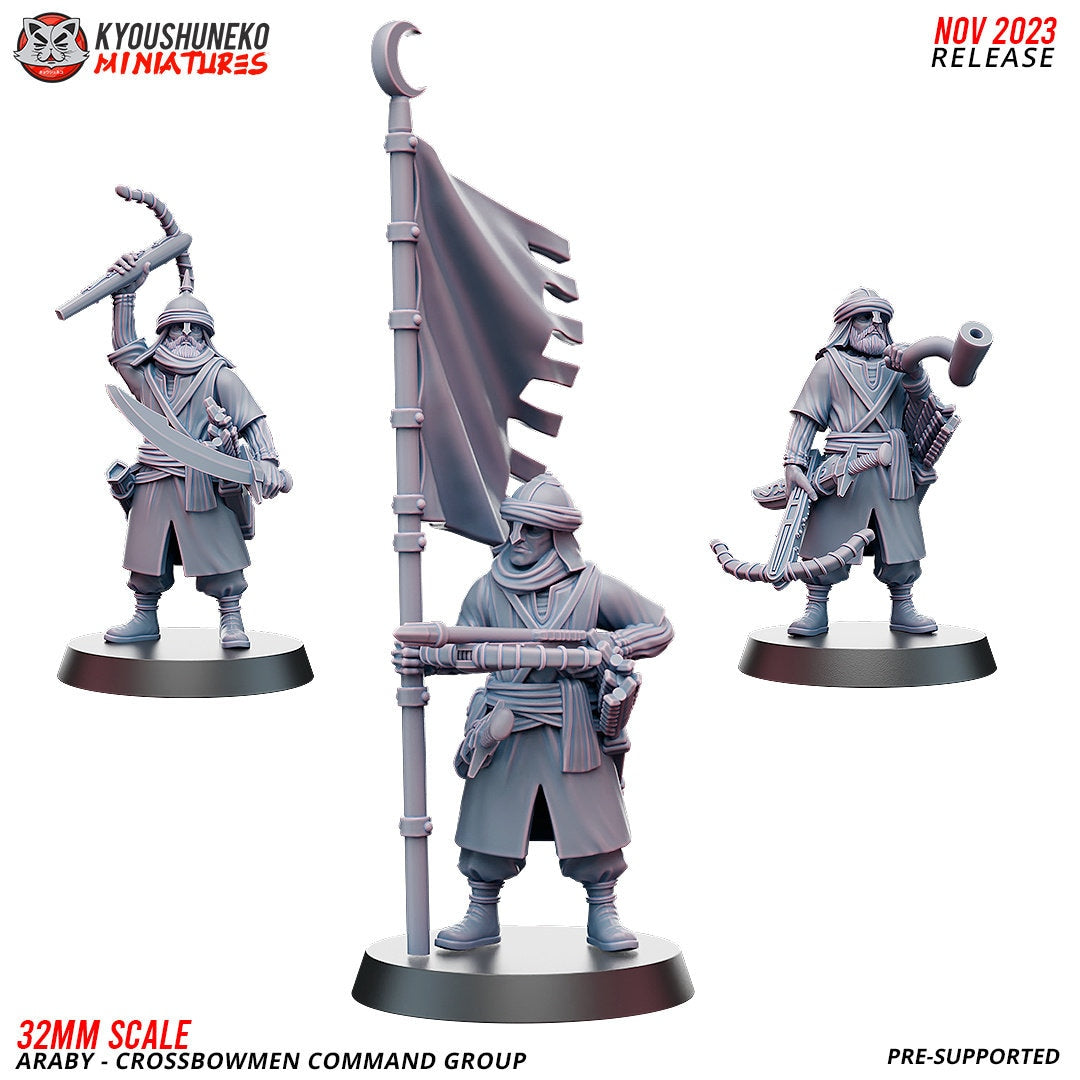 Araby Crossbowmen Command Group | Resin 3D Printed Miniatures | Kyoushuneko | Table Top Gaming | RPG | D&D | Pathfinder
