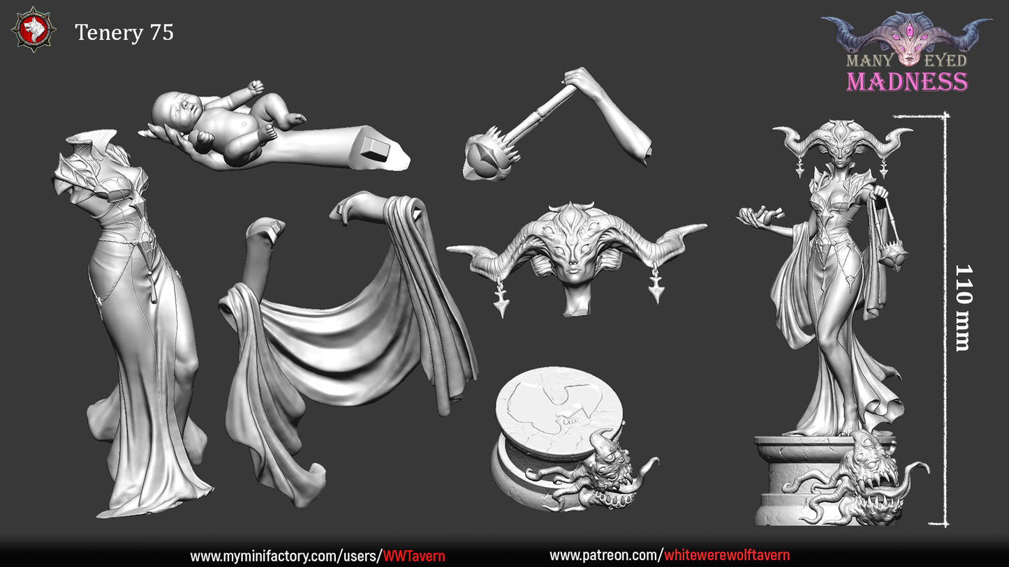 Tenery The Night Captor | Many Eyed Madness | Multiple Scales | Resin 3D Printed Miniature | White Werewolf Tavern