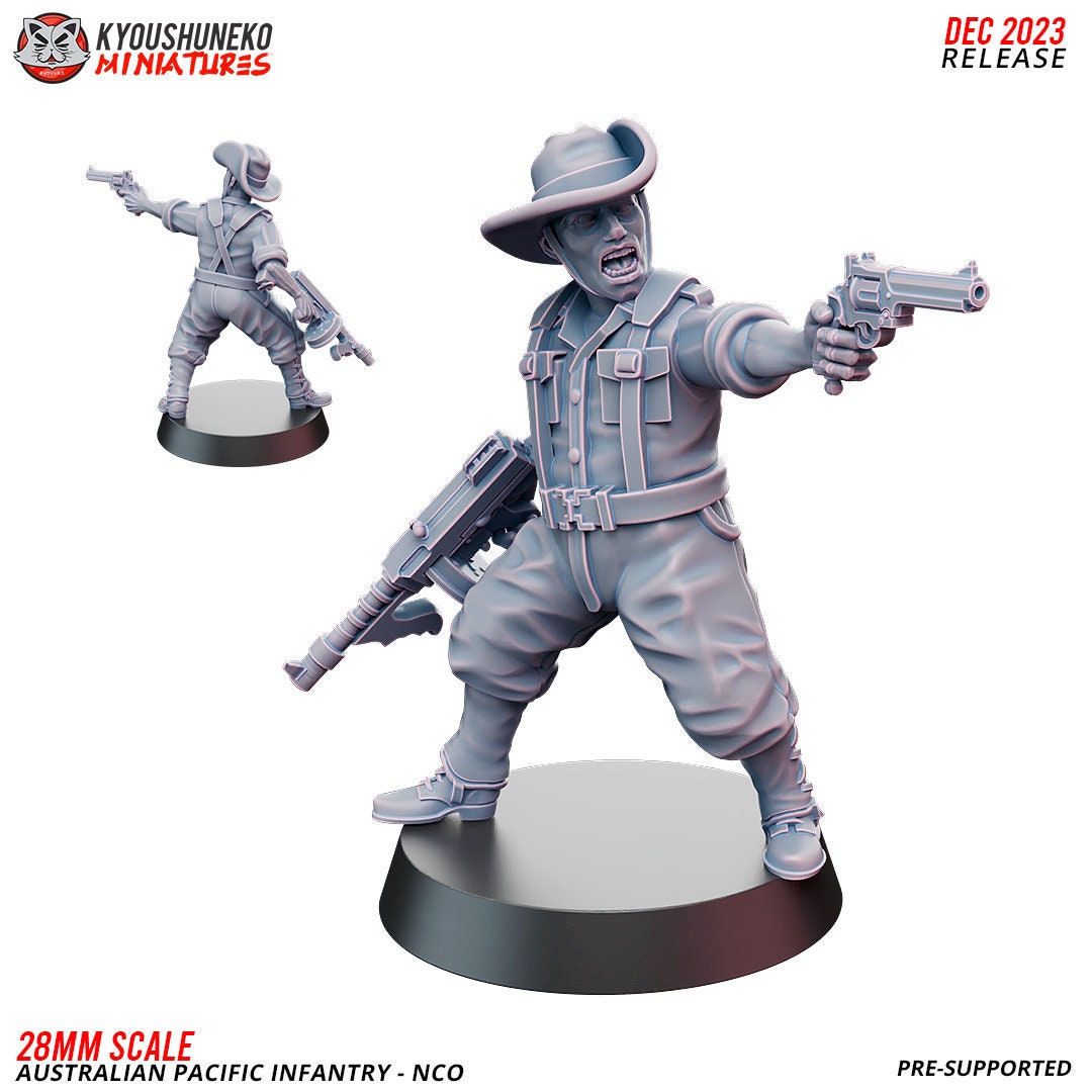 WW2 Australian Pacific Infantry - NCO | Resin 3D Printed Miniature | Kyoushuneko