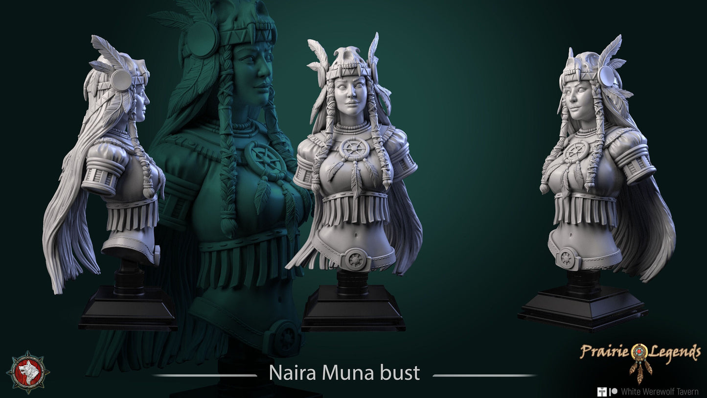 Native American Woman | Prairie Legends | Bust | Resin 3D Printed Miniature | White Werewolf Tavern