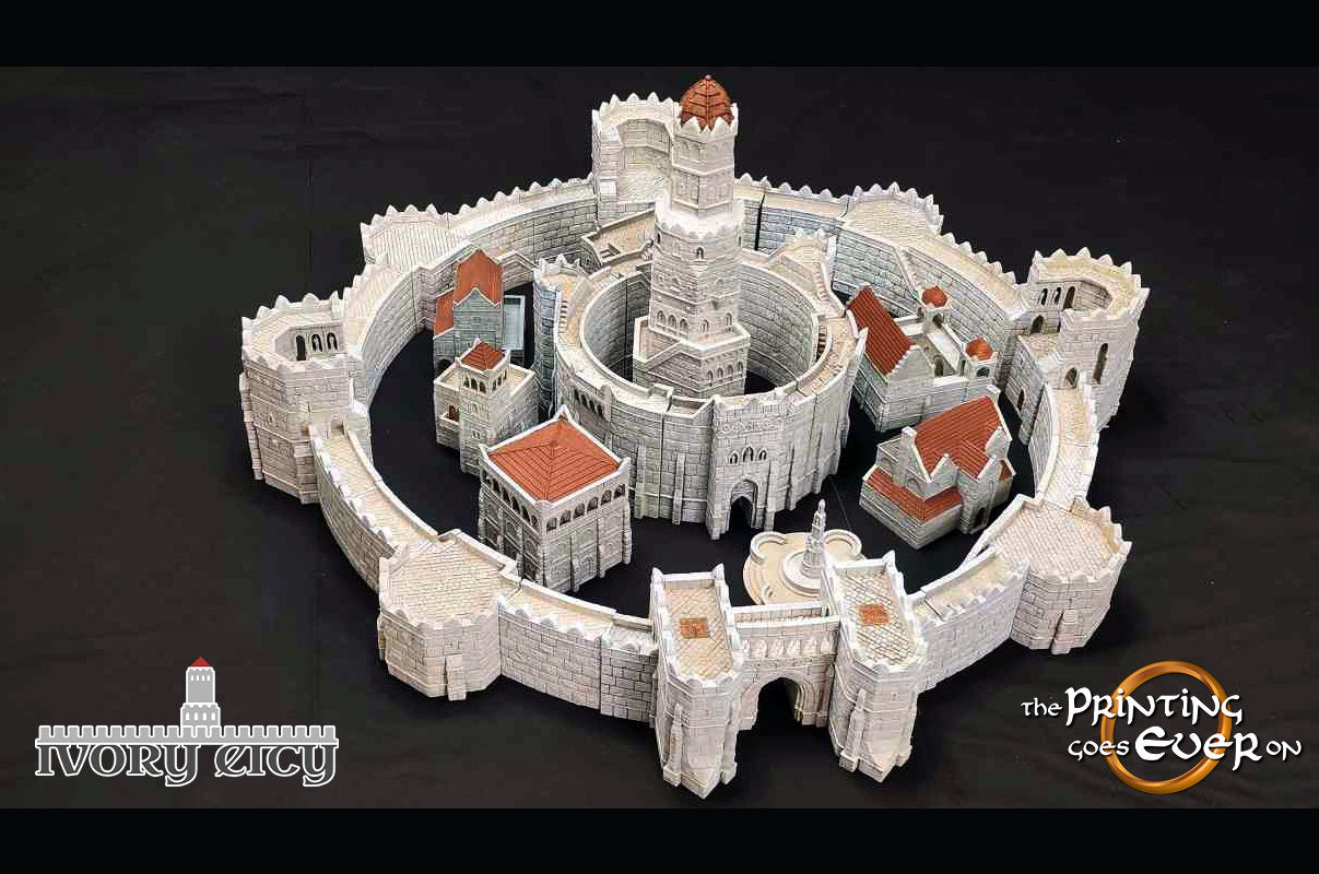 Outer Wall Set | 6-28mm Scale | Ivory City | The Print Goes Ever On | Warhammer | RPG | DnD | Table Top Gaming | Buildings and Terrain