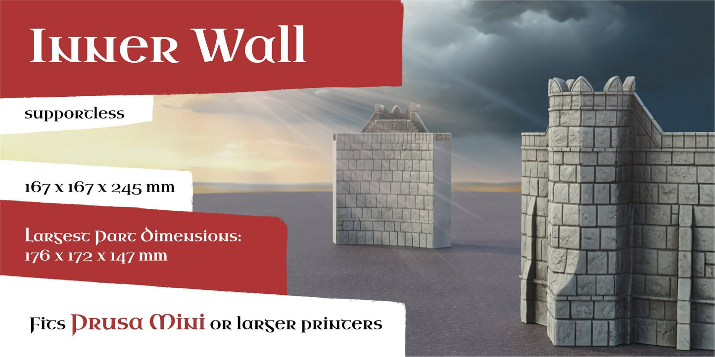 Inner Wall Set | 6-28mm Scale | Ivory City | The Print Goes Ever On | Warhammer | RPG | DnD | Table Top Gaming | Buildings and Terrain