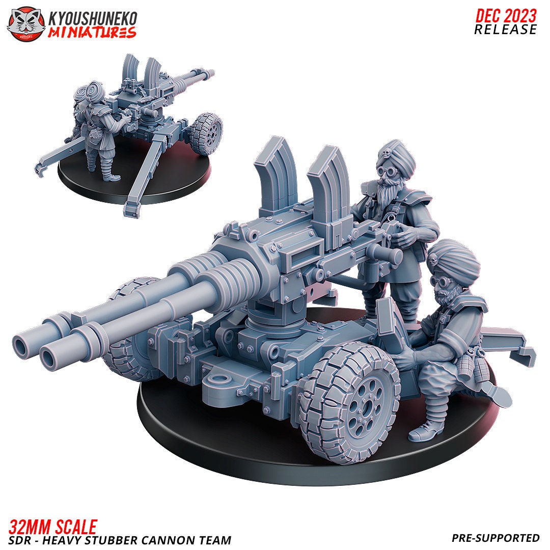 SDR - Heavy Stubber Cannon | Sikh Desert Raiders | Grimdark Sci-Fi Tabletop Gaming | Resin 3D Printed Miniature | Kyoushuneko