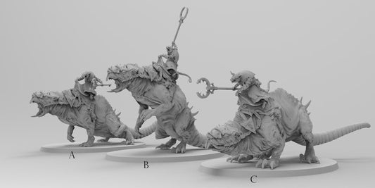 Packmasters on Horrible Rat Mothers | Ratmen Resin 3D Printed Miniature | RPG | D&D | DnD| EmanG |