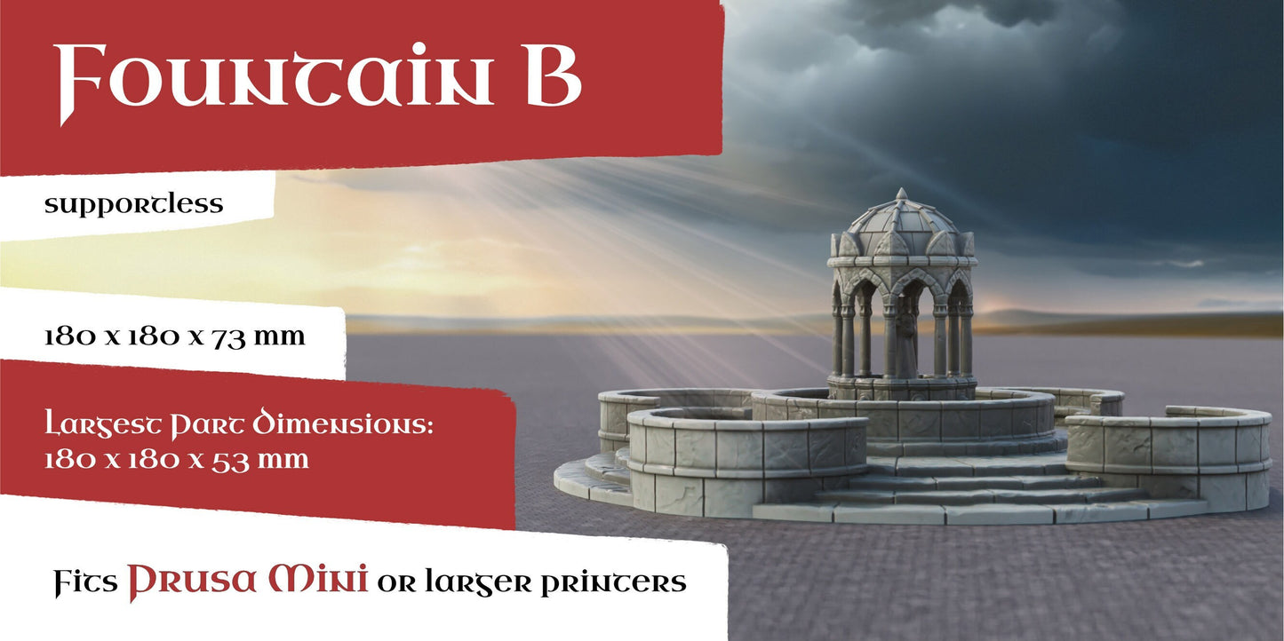 Fountain "B" | 6-28mm Scale | Ivory City | The Print Goes Ever On | Warhammer | RPG | DnD | Table Top Gaming | Buildings and Terrain