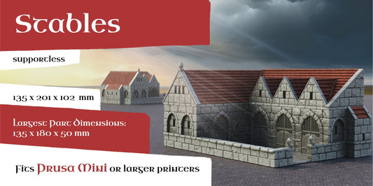 Stables | 6-28mm Scale | Ivory City | The Print Goes Ever On | Warhammer | RPG | DnD | Table Top Gaming | Buildings and Terrain