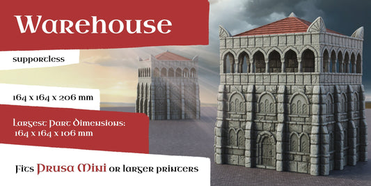 Warehouse | 6-28mm Scale | Ivory City | The Print Goes Ever On | Warhammer | RPG | DnD | Table Top Gaming | Buildings and Terrain