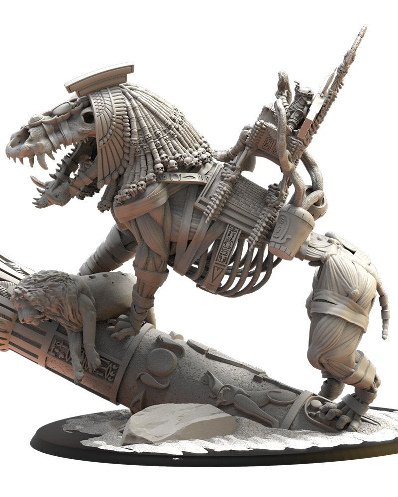 Amenhotep, the Terrible on Ammit | Undying Dynasties | Lost Kingdom Miniatures | Warhammer Proxy | Kings of War | RPG | D&D | Tabletop