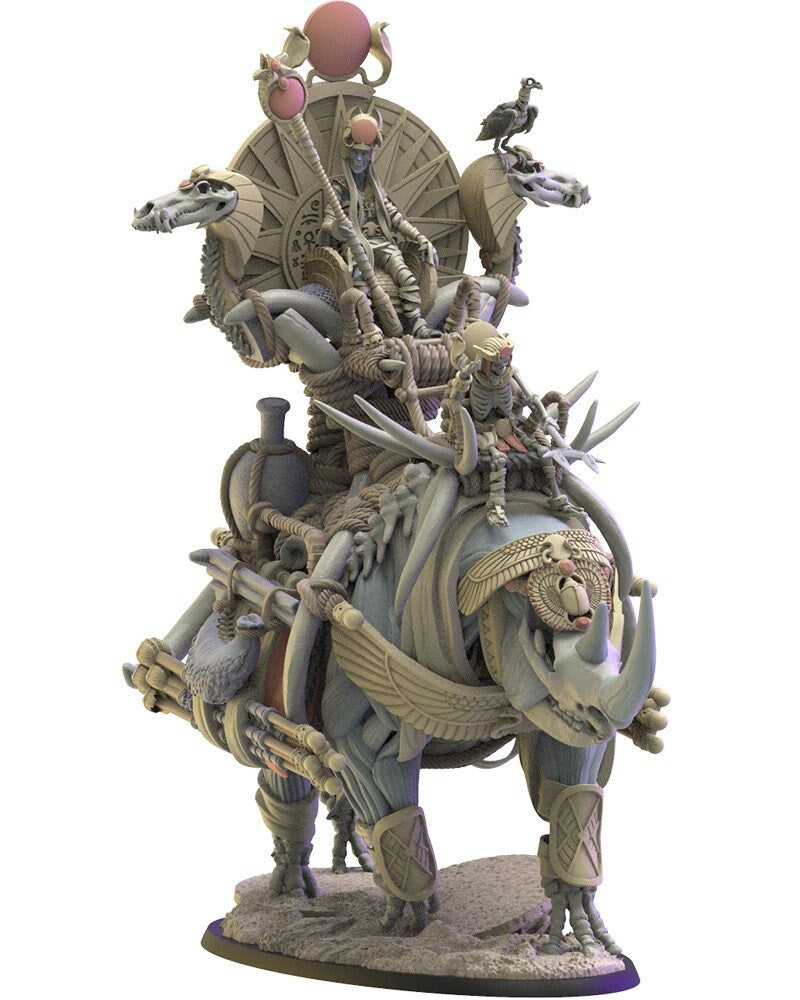Hathor, Beduin Sorcerer on Rhinoceros | Undying Dynasties | Lost Kingdom Miniatures | Warhammer Proxy | Kings of War | RPG | D&D | Tabletop