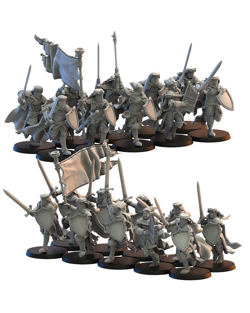 Calix Knights on Foot | Kingdom of Mercia | Lost Kingdom Miniatures | Table Top Gaming | RPG | D&D | Pathfinder