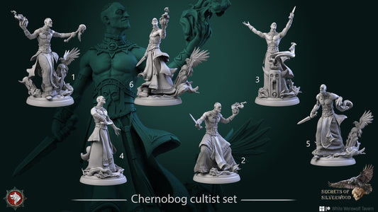 Chernobog Cultist Set | Six Poses | Secrets of Silverwood | Resin 3D Printed Miniature | White Werewolf Tavern | RPG | D&D | DnD