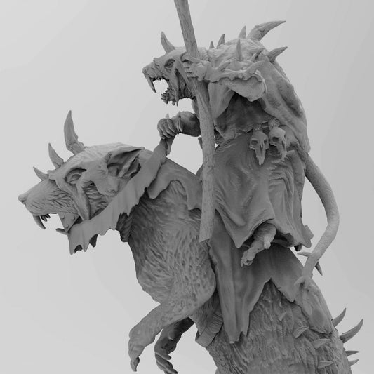 Mounted Poxed Rat Priest | Ratmen Resin 3D Printed Miniature | RPG | D&D | DnD| EmanG |