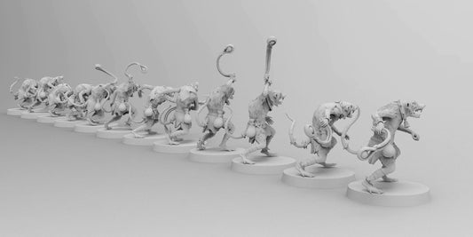 Ratmen Slaves (Slings) | Ratmen Resin 3D Printed Miniature | RPG | D&D | DnD| EmanG |