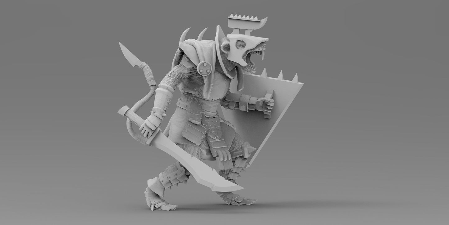 Typhoon Rodents (Halberds) | Ratmen Resin 3D Printed Miniature | RPG | D&D | DnD | EmanG |