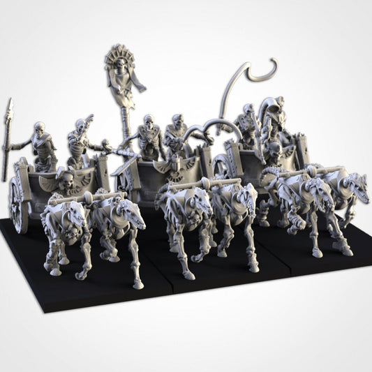 Sekelton Chariots | Txarli Factory | Armies of the Sands | Warhammer Proxy | Kings of War | RPG | D&D | Tabletop