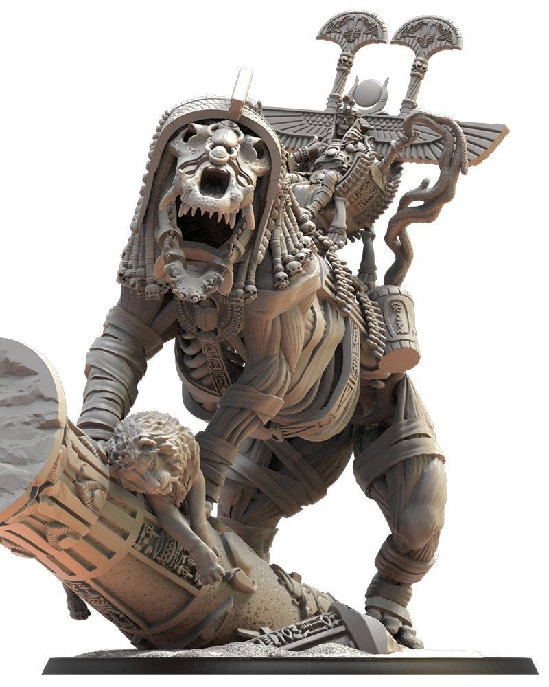 Amenhotep, the Terrible on Ammit | Undying Dynasties | Lost Kingdom Miniatures | Warhammer Proxy | Kings of War | RPG | D&D | Tabletop