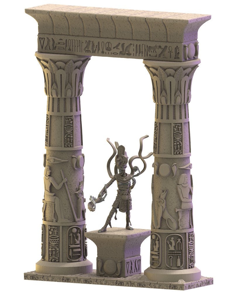 Keket, Necrosorceress on Hamunaptra columns | Undying Dynasties | Lost Kingdom Miniatures | Warhammer Proxy | Kings of War | RPG | Tabletop