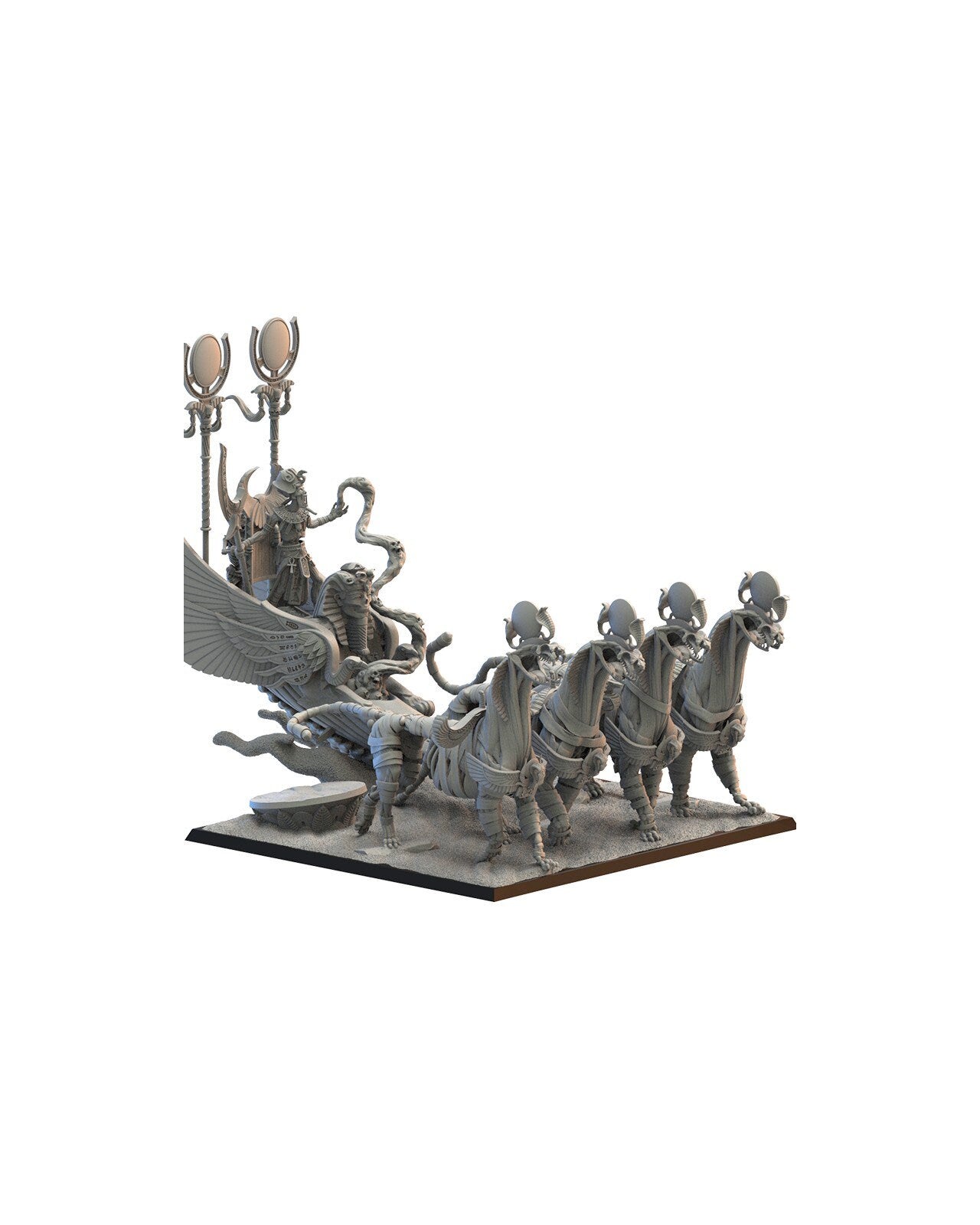 Pharaoh Akhenaten on Sta Chariot | Undying Dynasties | Lost Kingdom Miniatures | Warhammer Proxy | Kings of War | RPG | D&D | Tabletop
