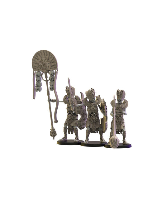 Amun-Re Guard Command Group | Undying Dynasties | Lost Kingdom Miniatures | Warhammer Proxy | Kings of War | RPG | D&D | Tabletop