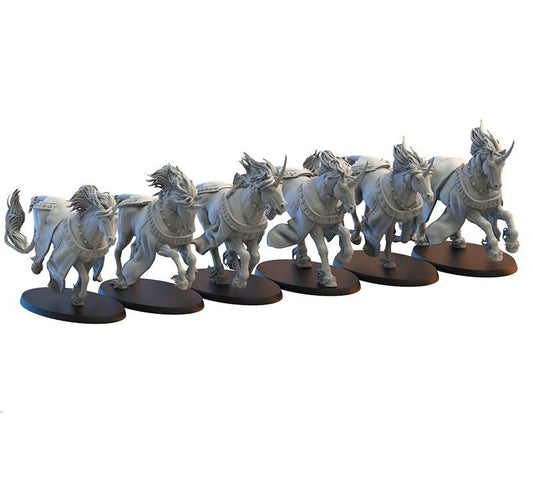 Breton Unicorn Mounts | Kingdom of Mercia | Lost Kingdom Miniatures | Warhammer Proxy | Kings of War | RPG | D&D | Tabletop