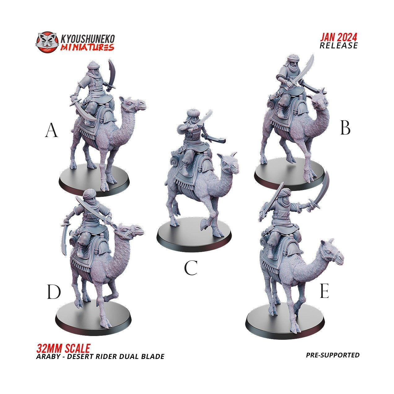 Araby Desert Riders | Resin 3D Printed Miniatures | Kyoushuneko | Table Top Gaming | RPG | D&D | Pathfinder