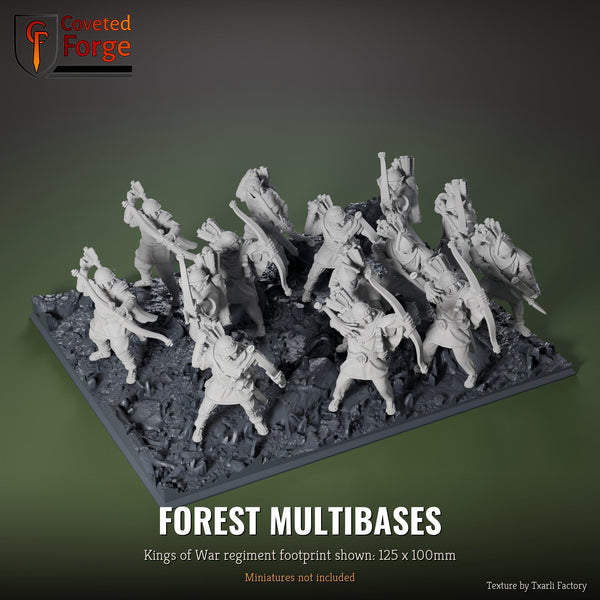 Kings of War multibase with a staggered 25mm regiment, navy grey resin