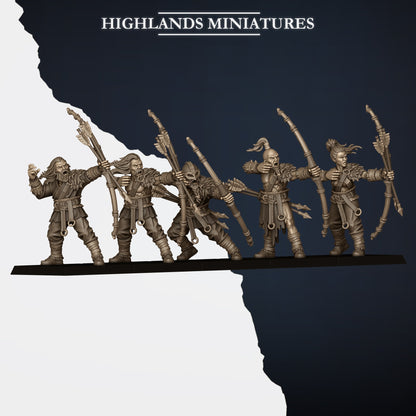 Norse Bowmen unit, three-quarter view from the right, Highlands Miniatures render
