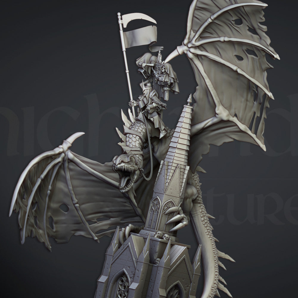 Ezekiel Lord Necromancer on flying undead monster miniature by Highlands Miniatures