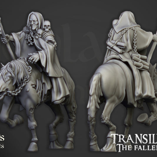 Mounted necromancer on horse miniature