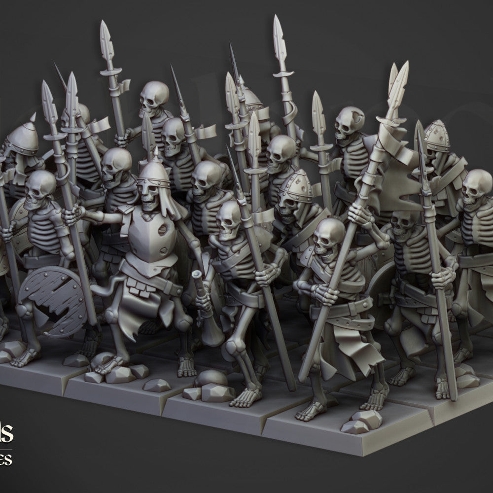 Skeleton Warriors with spears full unit by Highlands Miniatures
