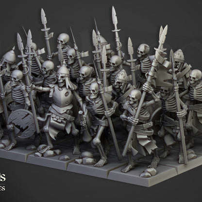 Skeleton Warriors with spears full unit by Highlands Miniatures