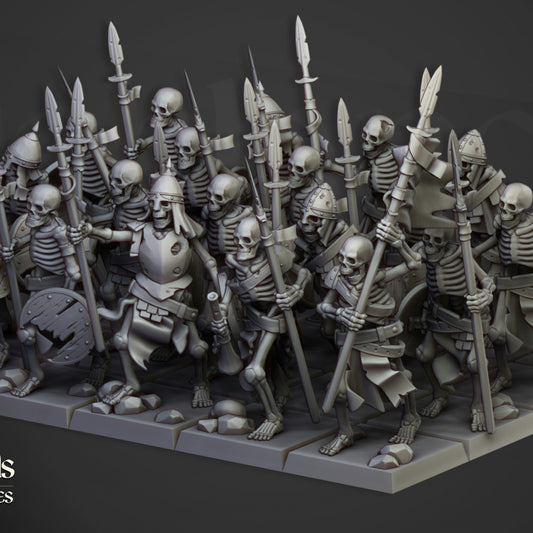 Skeleton Warriors with spears full unit by Highlands Miniatures