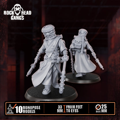 Voidmonks of Delak Model 1, rifle and shock stick, front and back, Dakka Dakka Store render