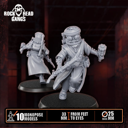 Voidmonks of Delak Model 4, rifle held low and a grenade, front and back, Dakka Dakka Store render