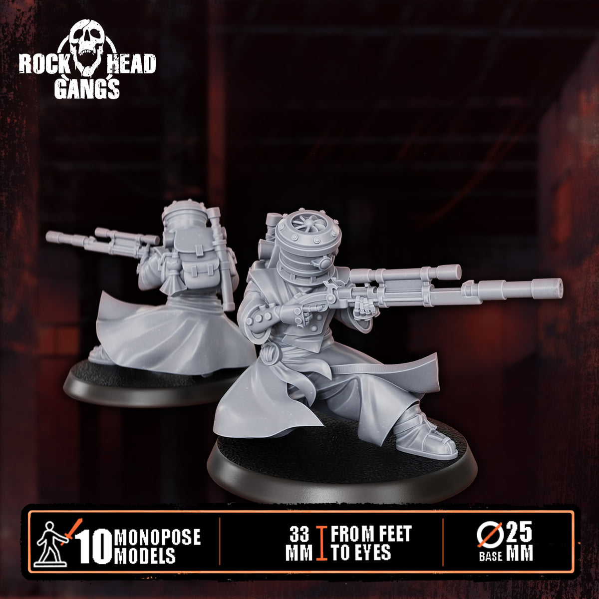 Voidmonks of Delak Model 10, the sniper with the long rifle, front and back, Dakka Dakka Store render