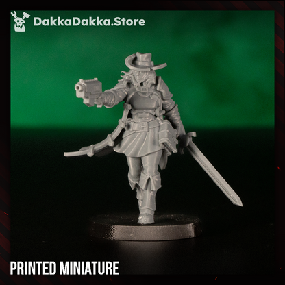 Agentess Kathryn de Cisneros printed in grey resin, unpainted test print, Dakka Dakka Store render
