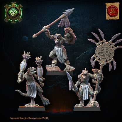 Cuetzpalli Regiment Command Group (Spears) | Saurian Ancients | Lost Kingdom Miniatures